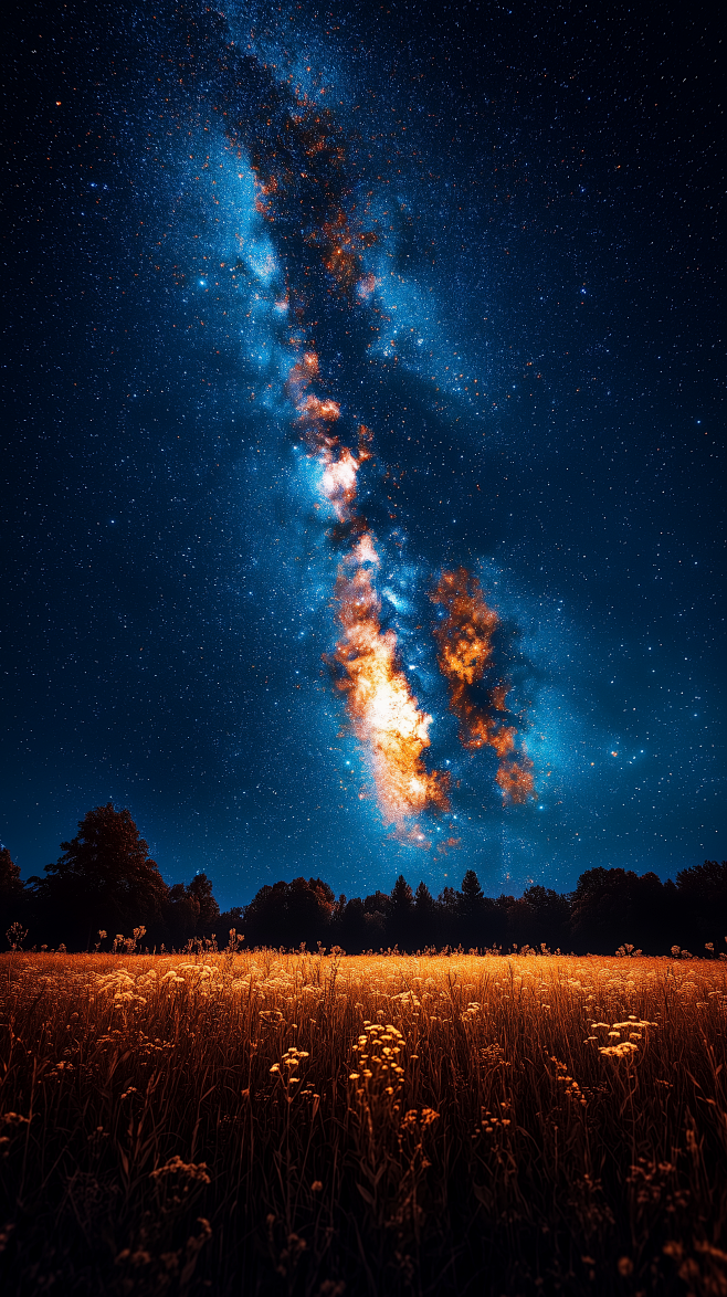 Vast night sky filled with stars and a clear Milky Way over a serene ...