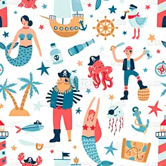 海洋,海盗,四方连续纹样,帆,一个物体,纺织品,马刀,壁纸,模板,船