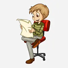 看报男生高清素材 卡通 手绘 报纸 椅子 男生 简图 红色 绿色 免抠png 设计图片 免费下载
