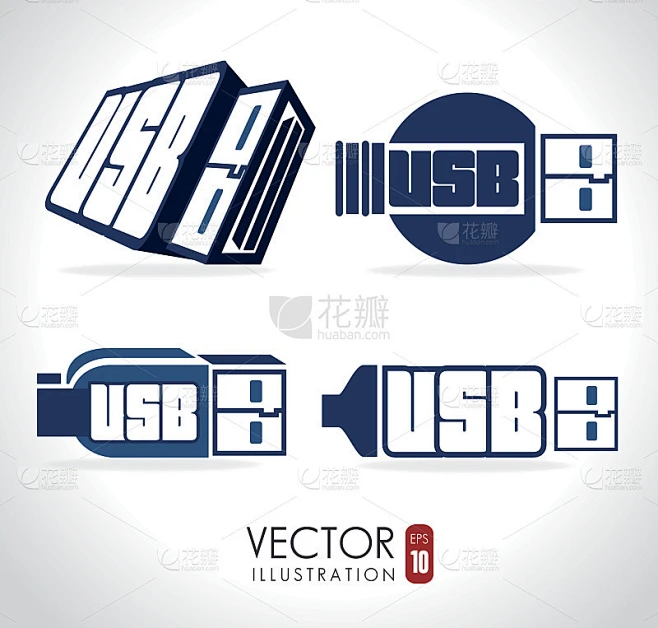 USB设计，矢量插图。素材-花瓣网