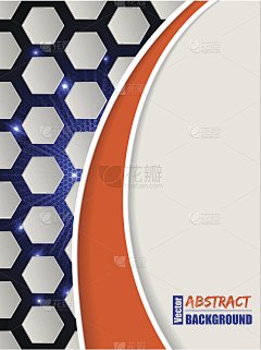 爆裂六角宣传册与橙色波浪