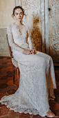divine atelier 2020 bridal sheer long sleeves v neckline fully embellished lace elegant trumpet a line wedding dress scoop back sweep train (3) mv 