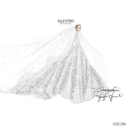 valentino大拖尾梦幻般礼服手稿看到这么美的婚纱礼服有没有一股想要