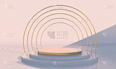 最小的场景与几何形式，讲台在奶油背景与阴影。化妆品展示现场，陈列柜，店面，陈列柜。3 d