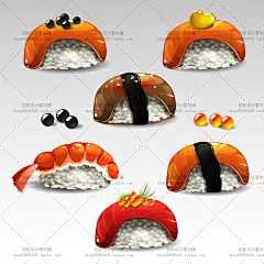 可爱卖萌10个EPS手绘风日本料理寿司卷 日本元素 矢量图设计素材-淘宝网
