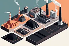 电力建设电厂火电厂场景插画图片