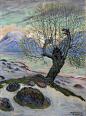 挪威“失落的艺术家”| Nikolai Astrup，与 Edvard Munch（蒙克）同时代的艺术家。1880年出生，47岁去世。他的画在挪威无人不知，但在国外却知之甚少。Astrup了解后印象派、表现派、立体派，但他没有跟随。他将生活体验和观察付诸画纸，作品无不透露出他对挪威祖国山水尤其是峡湾的热爱。