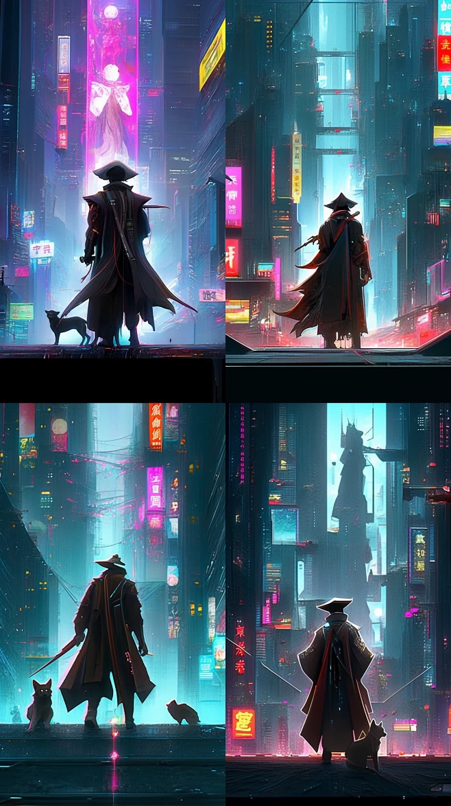 赛博朋克风道士灵异 | Ai绘画 需要生成同款请联系淘宝客服-花瓣网