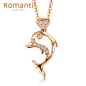 罗曼蒂玫瑰18k金钻石吊坠结婚珠宝项坠海豚项链时尚首饰需定制