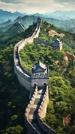 微缩建筑长城建筑海边日出日落壁纸