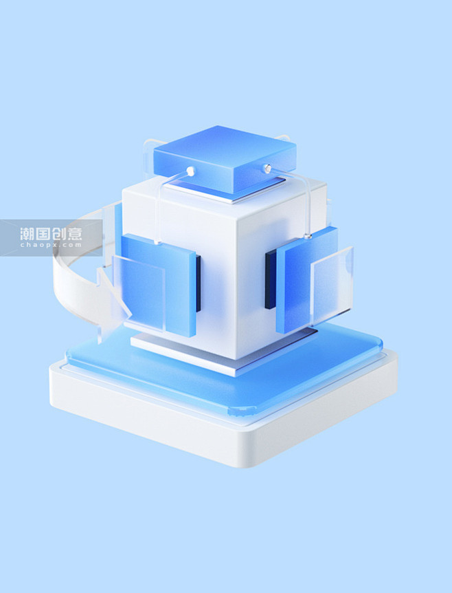 3d立体商务信息科技互联网金融交互图标图...