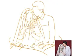 真人照片手绘婚礼婚庆喜帖漫画头像人像简笔画类设计图案定制-淘宝网