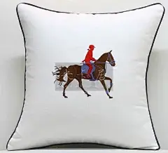 包邮抱枕高尔夫polo马术刺绣纯美红色白色马术骑马样板间乡村软装-淘宝网
