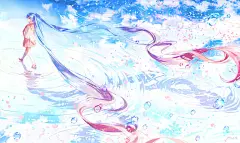 水面轻轻波动。波纹特辑 : 鱼儿游过、清风吹过、雨滴落下……。这些小小的事情都能在水面留下波纹。水滴滴落时以一点为中心扩散开来的样子、水波不断晃动的样子，看起来都很清凉，很治愈人心呢。pixiv上有很多用如同在水中看波纹的充满幻想的效果、不可思议的平静水面等描绘了波纹...