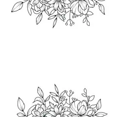 图源免费EPS |带有花卉草图的边框，手绘黑白花卉