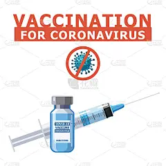 2019冠状病毒疫苗概念横幅。注射器具，用于免疫治疗和疫苗瓶。治疗、预防或抗击新冠肺炎。矢量插图孤立