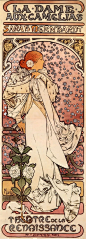 Alphonse Maria Mucha 穆夏（1860-1939) | “新艺术运动”代表人物，其创作涵盖了招贴画、油画、雕塑、书籍插图、建筑设计、室内装饰、首饰设计、彩色玻璃窗画等许多艺术领域。而其中他那些被称为“穆夏风格”的招贴画展现了成熟的追求极端唯美的新艺术曲线装饰风格，几乎成为新艺术招贴画的同义词。