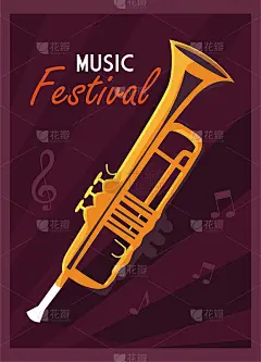 带有乐器的海报音乐节