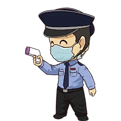 卡通手绘防疫人物场景插画