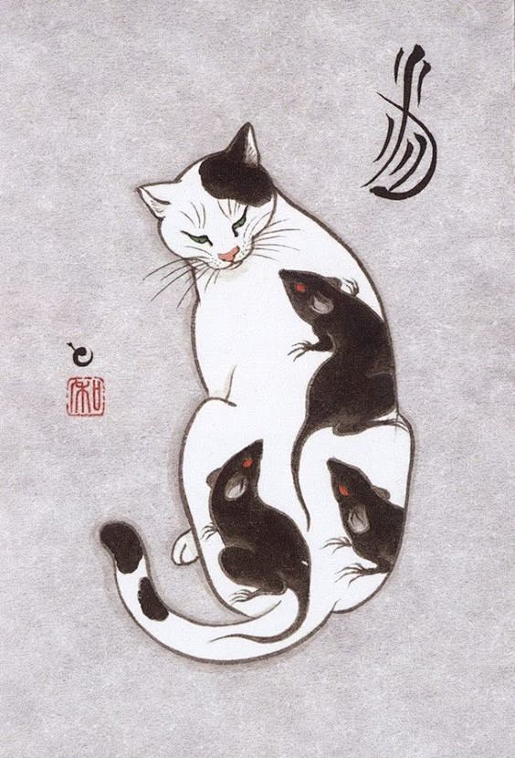 蛊惑猫&浮世绘&文身&插画