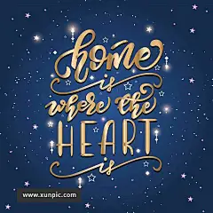 刻字海报与关于家的一个短语 插图插画 