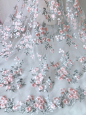 Pink/Silver Mixed Embroidered Flowers Lace on white tulle fabric for bridal gowns, prom dress, flower girls dresses : Pink floral lace fabric, silver leaves embroidered lace, bridal lace, wedding lace, lace curtains fabric  This listing is for 1 yard. Wid