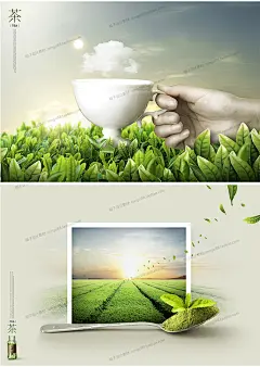 Z108绿色茶叶花茶茶园茶文化下午茶杯子PSD平面创意海报设计素材-淘宝网