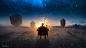 Clouds, Digital Art, Dog, Landscape, Lights, Overgrown, Post Apocalyptic wallpaper - Wallhalla : High quality 2560x1440 wallpaper for your desktop and mobile.