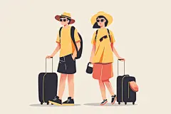 扁平风旅游氛围感露营插画