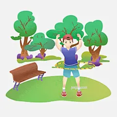 运动健身转呼啦圈图片大小3000x3000px 图片尺寸3.96 MB 来自PNG搜索网 pngss.com 免费免扣png素材下载！锻炼身体#活动筋骨#卡通插画#绿色的植物#体育锻炼#运动健身#装饰图案#