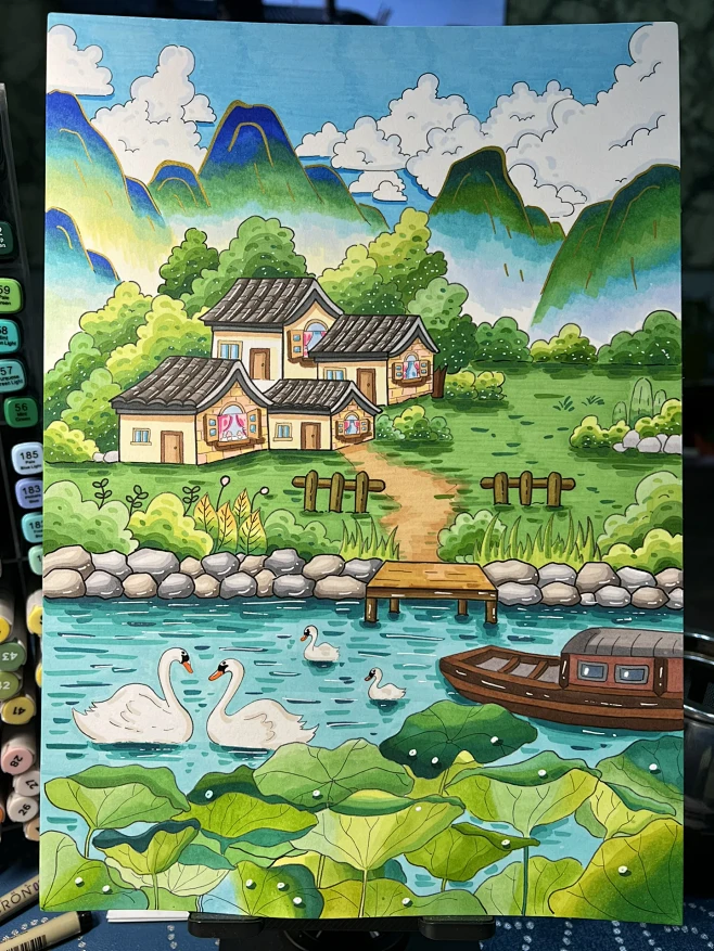 喜欢这绿油油的感觉，画着就很舒服