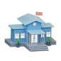School Building 3D Icon