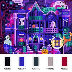 #资源君# 很好看的一组插画配色
作者： Alex Krugli ​​​​