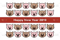 贺卡,新年前夕,十二生肖,猪年,2019,公猪,新年,传统,多样,一月