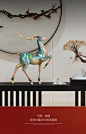 现代轻奢彩铜麋鹿摆件高档大漆九色鹿客厅玄关装饰品摆设乔迁礼品-淘宝网