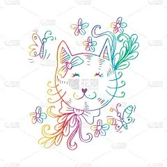 卡通可爱的小花猫。