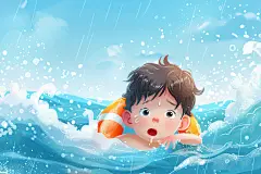 户外游泳儿童落水