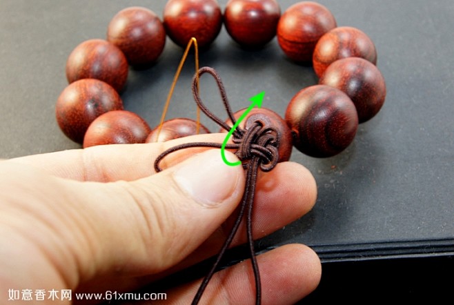 佛珠手串的三通打结图解中国结打法如意香木