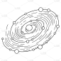 土星行星与环连续线绘图
