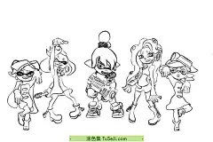 12张深受年轻人喜爱的射击游戏《喷射战士》Splatoon卡通游戏角色涂色推荐！ | 涂色集，涂色画打印大图 : 除了多人对战模式，游戏还提供了丰富的单人战役模式，玩家可以在单人模式中探索丰富的关卡，收集装备和提升自己的能力。《Splatoon》系列的游戏地图和模式多样，包括但不限于“占地对战”、“鲑鱼跑”和“英雄模式”等。《Splatoon》的游戏文 12张深受年轻人喜爱的射击游戏《喷射战士》Splatoon卡通游戏角色涂色推荐！