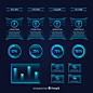 Collection of futuristic infographic elements Free Vector