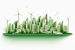 创意立体风力涡轮工业新能源场景模型