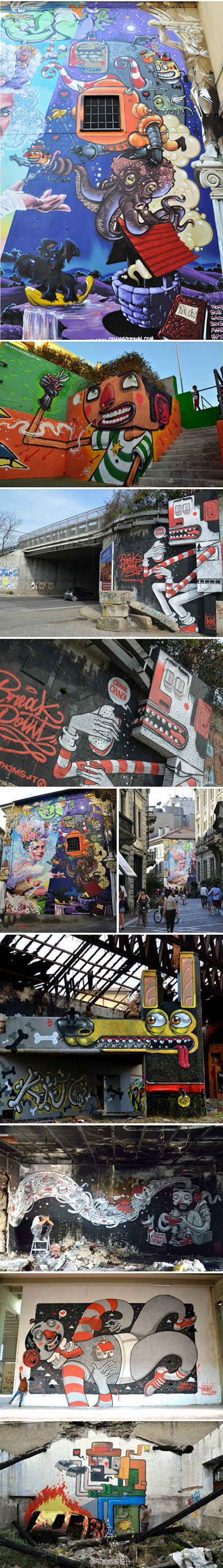 意大利艺术家迭戈德拉波斯塔的街头涂鸦-平...