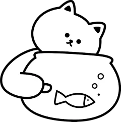 可爱黑白少女和猫手绘贴纸猫咪