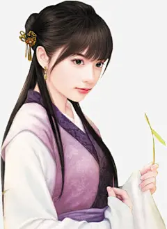 清纯古风手绘女子免抠素材 创意素材 png素材
