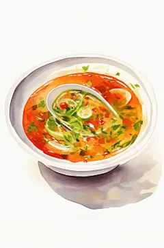 AI数字艺术养生鸡汤美食插画