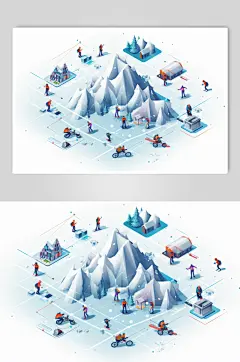 AI数字艺术扁平化多人运动场景插画