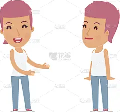 滑稽人物博主女孩介绍他害羞的朋友