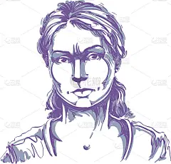 图形向量手绘插画白色皮肤愤怒的女士与时尚的发型。人们消极的面部表情。误解的主题。