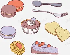 手绘甜品矢量图 平面电商 创意素材